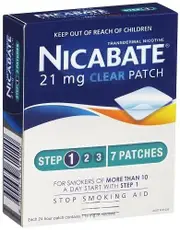 Nicabate Clear Patch Quit Smoking Step 1 21mg 7 Patches