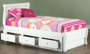 King Single Copenhagen Bed With 3 Drawer Storage Including Spacers - Arctic White
