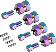INJORA Rainbow Stainless Steel Wheel Hex Hub +5mm Extenders for Axial SCX24 Upgrade 1/24 RC Crawler, 4PCS