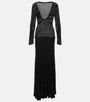 [Christopher Esber] Christopher Esber Sheer cotton-blend maxi dress AU 10 black