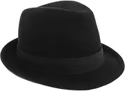 [MOBUTOFU] Unisex Classic Fedora Hat Warm Wool Jazz Hat Perfect for Outdoor Party Shopping Black