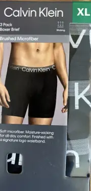 Calvin Klein Men's Microfiber Boxer Briefs 3 Pack (Black, XL)