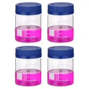 250ml Glass Wide Mouth Reagent Media Storage Bottle with Blue CapClear4Pcs