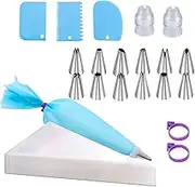 Piping Bags and Tips Set - 100Pcs 12 Inch Pastry Bags with 1 Reusable Piping Bags, 2 Couplers, 12 Frosting Tips,2 Bag Ties,3 Cake Scraper - Decorating Kit for Cakes