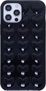 DMaos for iPhone 12 Pro/iPhone 12 Case for Women, 3D Pop Bubble Heart Gel Cover, Cute Girly for iPhone12 Pro/iPhone12 6.1 inch 2020 - Black