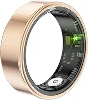 Smart Ring Health Tracker for Men/Women - Sleep Tracking Wearable - Heart Rate - Waterproof Fitness Tracker - Blood Oxygen Monitoring - No App Subscription - 8-10 Days Battery Life - Gold - Size 10