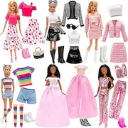 6 Set Doll Clothes Include Chic Suits Party Gown Sequin Outfit Stylish Dress with 6 Pairs of Shoes 3 Accessories for Storytelling Girl Dolls Clothing Set for 11.5 Inch Girl Dolls Fashion Pack