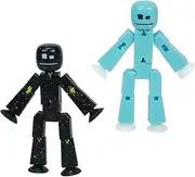 Zing StikBot Dual Pack - Includes 2 StikBots - Collectible Action Figures and Accessories, Stop Motion Animation, Ages 4 and Up (Ice Blue + Black Sparkle)