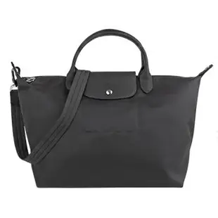 LONGCHAMP Le Pliage Neo系列厚尼龍短提把手提/肩背兩用包(鐵灰)M