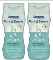 Qty Of 2 Coppertone Pure and Simple Kids Hypoallergenic Sunscreen SPF 50