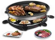 Multi-Function Barbecue Grill,260° Temperature Control Electric Smokeless Indoor BBQ Table Grills with Adjustable,Non-Stick Teppanyaki Griddle,for Cheese Dishes & Cooking Parties,Grilling, Baking