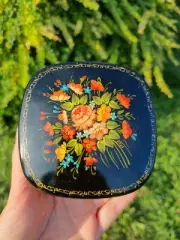 Vintage iron jewelry box hand-painted USSR Soviet