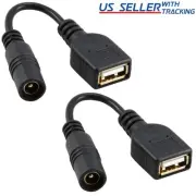 2pcs Barrel Jack to USB Type A Female Power Cable Adapter Roku Streaming Stick