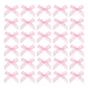 50Pcs Mini Ribbon Bow 1.8 inch Mini Fabric Satin Ribbon Pink