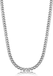 [Kakonia] 3.5-10mm Stainless Steel Cuban Necklace Mens Women Curb Link Chain, 16-30 inches