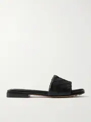 [Bottega Veneta] Bottega Veneta - Riva Intrecciato Leather Slides - Black - EU 39 EU 39 Black
