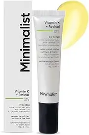 Minimalist Eye Cream With 3% Caffeine | Vitamin K + Retinal 01% | Reduces Dark Circles, Fine Lines | With Caffeine for Puffiness | For Women & Men | 14 gm