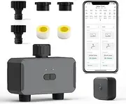 GISNPA Sprinkler Timer WiFi Water Timer, 2 Outlets Smart Hose Timer with Hub, Rain Delay/Manual/Automatic Watering System, Irrigation Timer for Garden Lawns, Compatible with Alexa and Google Assistant