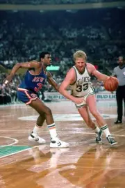 Larry Bird Boston Celtics drives circa 1985 at the Boston Garden i- Old Photo
