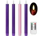 Flameless Advent Candles, Set of 4 - Flickering LED Flame, 10 Inch Taper Cand...