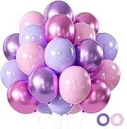 Pink and Purple Party Balloons, 60pcs 12 inch Purple Pink Balloons Kit for Birthday, Wedding, Baby Shower, Graduation Decorations