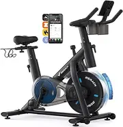 [Merach] Exercise Bike Stationary Bikes, Brake Pad Bike with Exclusive App, Cycle Low Noise Indoor Cycling Recumbent Exercise Bike with 135KG Weight Capacity, Treadmill Tablet Fitness for Weight Loss