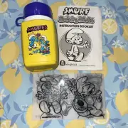Vtg. Smurf SHRINKY DINKS Colorforms 1981 Loose & Used Smurf Smurfette Thermos