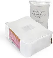 [Hayden Hill] Luxury Cotton Sweater Storage Bag | Fits 5 Fine Knit Sweaters | 15 Inch | Certified Organic Cotton Cashmere Garment Bag | Breathable | Organizer for Sweaters and Linen | Certified Carbon Neutral