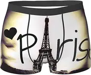 [EdWal] Eiffel Tower Love Paris print Soft Men's Underwear Boxer Briefs Comfortable Underwear Boxer Briefs for Men 1Pack
