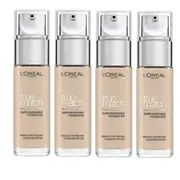 4x L'Oreal Paris True Match Super Blendable Liquid Foundation 30ml 1C Rose Ivory