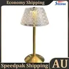 Crystal Table Lamp Metal Base Rechargeable Touch Bedside Lamp (Plaid Crystal) AU