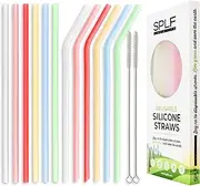 SPLF 12 Pack Translucent Reusable Silicone Drinking Straws,BPA Free Extra Long Collapsible Straws with Cleaning Brushes & Case for 20/30 oz Tumblers RTIC/Yeti, 6 Straight & 6 Bent