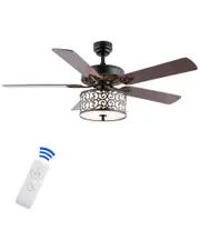 JONATHAN Y Paolo 52in 3-Light Scroll Drum Shade LED Ceiling Fan With Remote