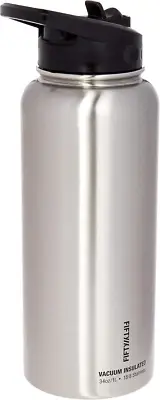 40Oz, Double Wall Vacuum Insulated Sport Water Bottle, Stainless Steel, Straw Ca