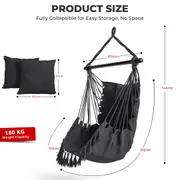 Costway Hammock Macrame Chair Hanging Swing Chair w/Metal Stand Indoor & Outdoor Grey