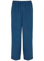 Eileen Fisher Straight-leg Silk-georgette Trousers - Blue - M (UK 14-16 / L) M (UK 14-16 / L)