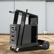 Welding Cart Trolley 4 Lockable Drawer Cutter Workshop Tool Bench Storage Black
