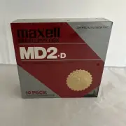 Vintage Maxell MD2-D Mini Floppy Disk 10 Pack Plastic Storage Case Sealed