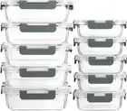 10-Pack Glass Meal Prep Containers with Lids, MCIRCO Food Storage Containers,