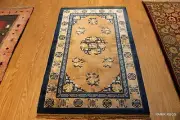 _ART_DECO_SILK Chinese ORIENTAL 3x5 ft. RUG BLUE, GOLD, Camel, ART DECO Rug