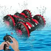 Remote Control Boat Amphibious 2.4 GHz Waterproof RC Monster Truck Stunt Car Toys Fun Outdoor Play Kids Ages 5+ Red