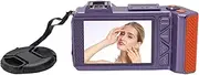 Camcorder Video Camera, 4K 70MP 50X Digital Zoom Auto Focus F1.8 DSLR Vlogging Camera, WiFi, 2 Screen Front Back, Hot Shoe, Support Up to 512GB (Violet)