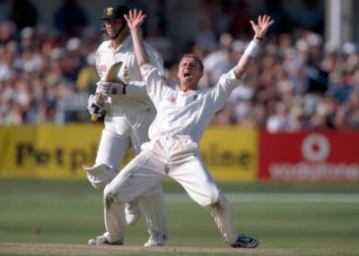England bowler Dominic Cork in action during the 5th Test mat- Old Cricket Photo