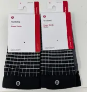Lululemon Power Stride Crew Socks 2 Pair Reflective Size M Women's 6.5-8.5 Black