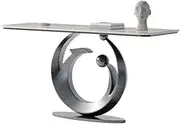 Hallway Table Modern Entryway Table with Faux Marble Top and Metal Base, Featuring Induction Light - Console Table for Narrow Spaces Console Tables for Hallway Slim(Gray,Medium)