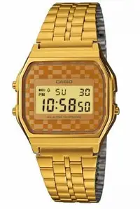 在飛比找Yahoo!奇摩拍賣優惠-CASIO WATCH 金色 復古風潮的方形經典電子中性錶 