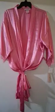 Linea Donatella Women's Greer Satin Charmeuse Robe Pink/Rose Size L/XL