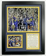 University of Michigan Wolverines Football | 2023 CFP National Champions | Framed Double Matted Photo Collages | (12"x15", Podium)
