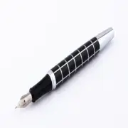 You Ping 819 Executive Metal Fountain Pen & Converter, Medium Nib, Black Grid