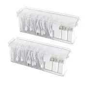 2 Pack Cord Organizer Box with Lid, Clear Desk Drawer Accessories Storage Cas...
